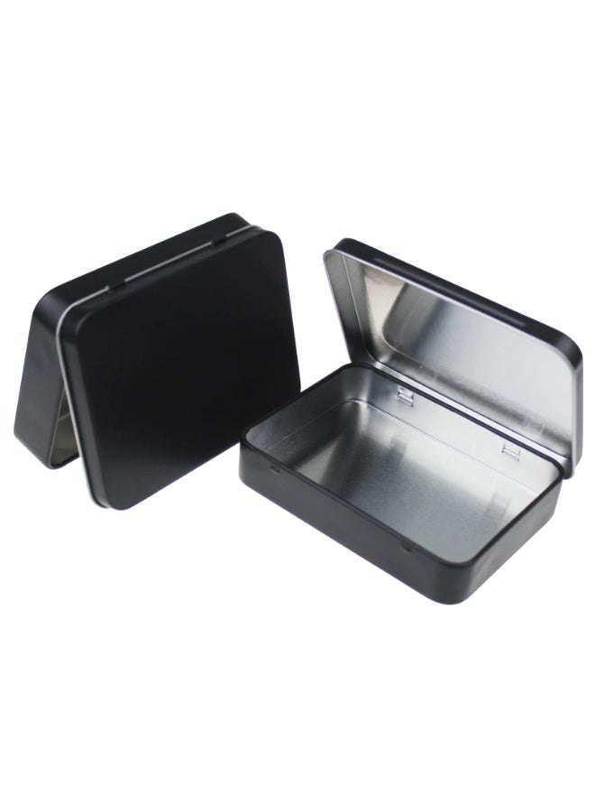 Daytoyz Rectangular Metal Empty Hinged Tins Containers Basic Necessities Home Storage Organizer Mini Box Set, 4.5 x 3.3 x 0.87 inches (Black) - Image 3