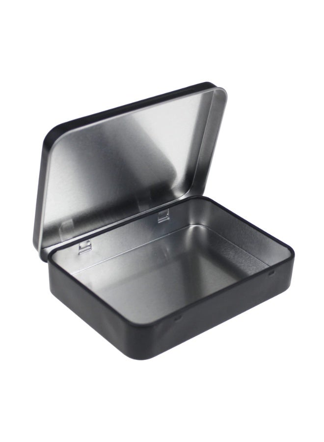 Daytoyz Rectangular Metal Empty Hinged Tins Containers Basic Necessities Home Storage Organizer Mini Box Set, 4.5 x 3.3 x 0.87 inches (Black) - Image 1