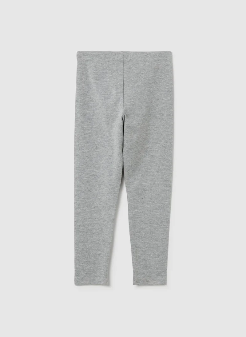 او في اس GIRLS' GREY STRETCHY COTTON SKINNY LEGGINGS