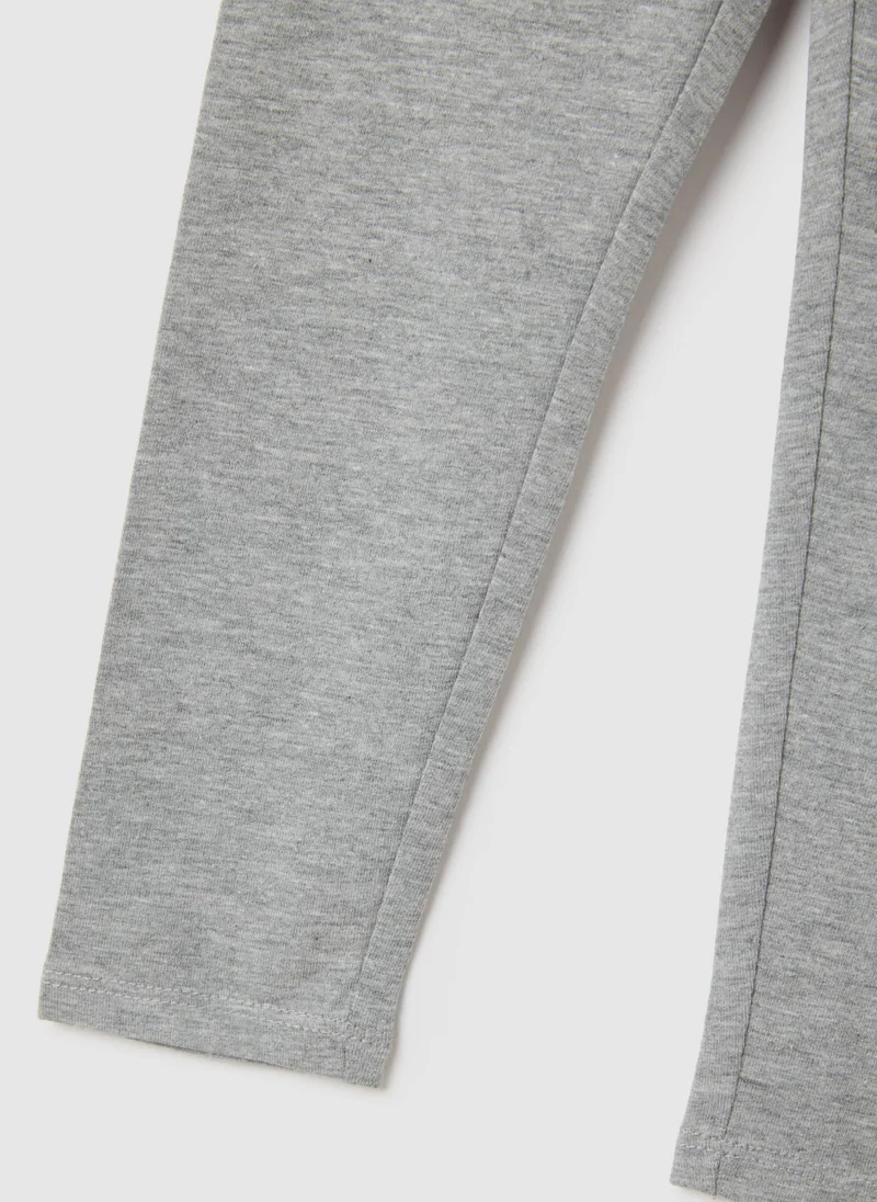 او في اس GIRLS' GREY STRETCHY COTTON SKINNY LEGGINGS