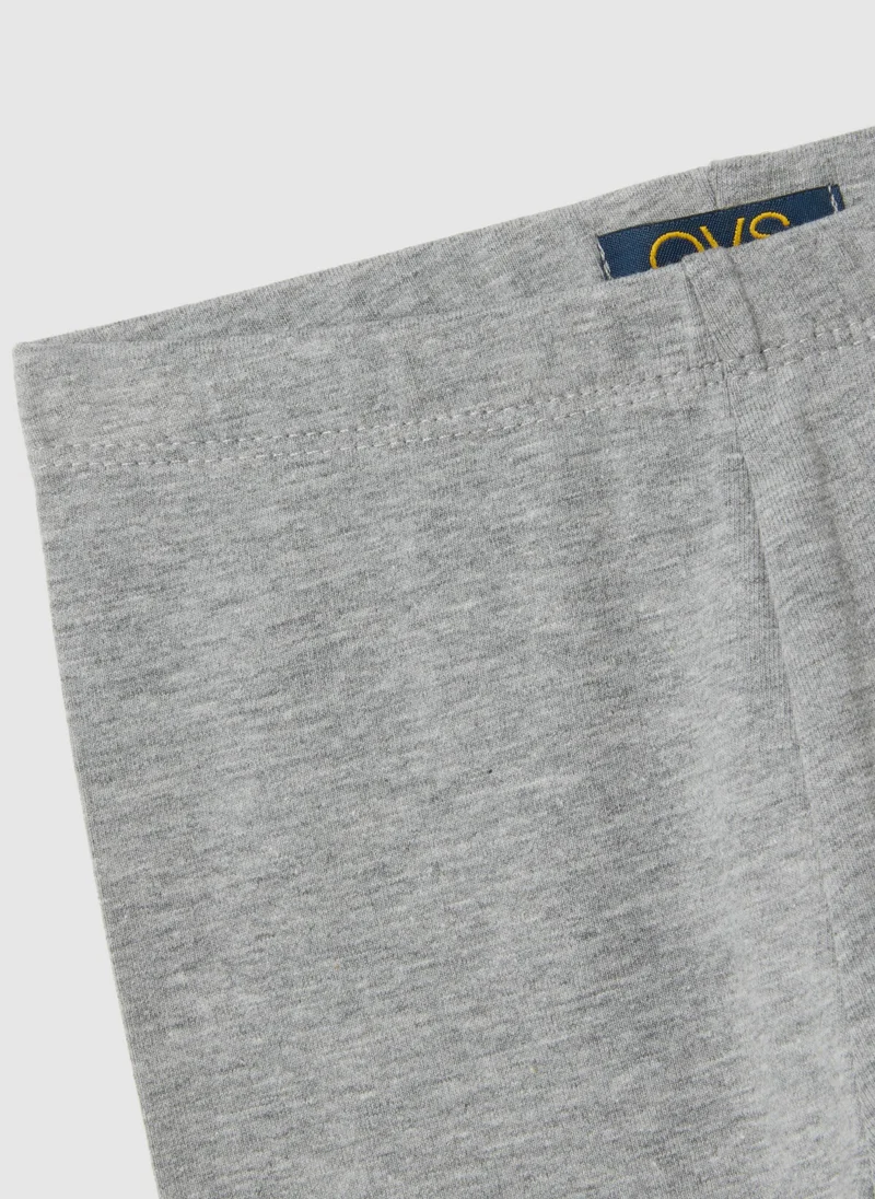 او في اس GIRLS' GREY STRETCHY COTTON SKINNY LEGGINGS