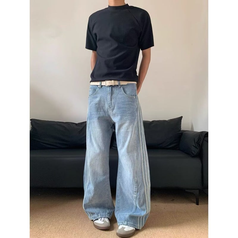 Unisex Classic Denim Jeans Loose Fit Daily Outdoor Wear - Image 3