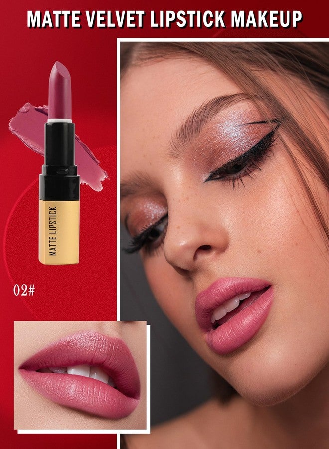 LYSdefeu Matte Lipstick, Nude Pink Velvet Smooth Lip Tint Stain,Long Lasting Waterproof 24 Hours Lip Gloss Lipcolor, labiales mate 24 horas originales,Non-Stick Not Fade Lipgloss,Lip Makeup Gift for Woman-02 - Image 2