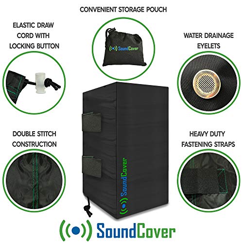 SoundCover The Original Light Outdoor Speaker Covers for C-Bracket Mounted Speakers – Premium 210T Polyester with Silver UV Protective Coating – Water-Resistant, All-Weather Protection – Medium Size (Set of 2) - Image 3