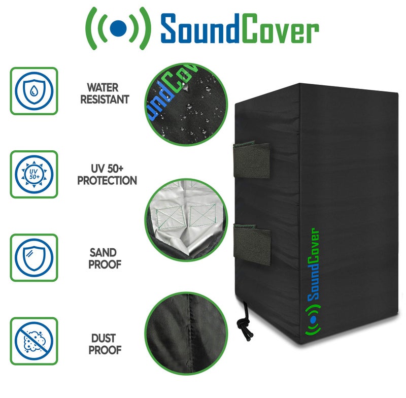 SoundCover The Original Light Outdoor Speaker Covers for C-Bracket Mounted Speakers – Premium 210T Polyester with Silver UV Protective Coating – Water-Resistant, All-Weather Protection – Medium Size (Set of 2) - Image 4