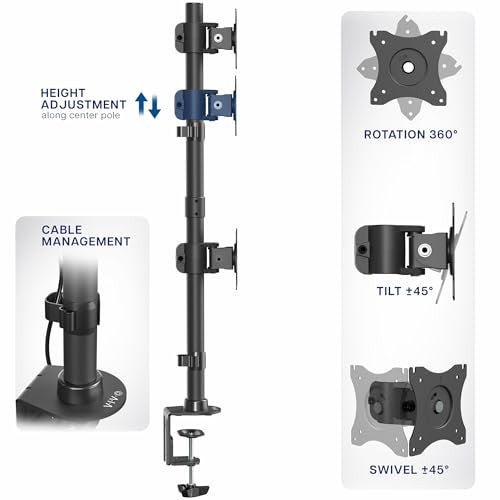VIVO Dual Monitor Desk Mount Stand with Height Adjustment and VESA Plates for 2 LCD Ultrawide Screens up to 34 inches, Stacked Array, STAND-V002R - Image 5
