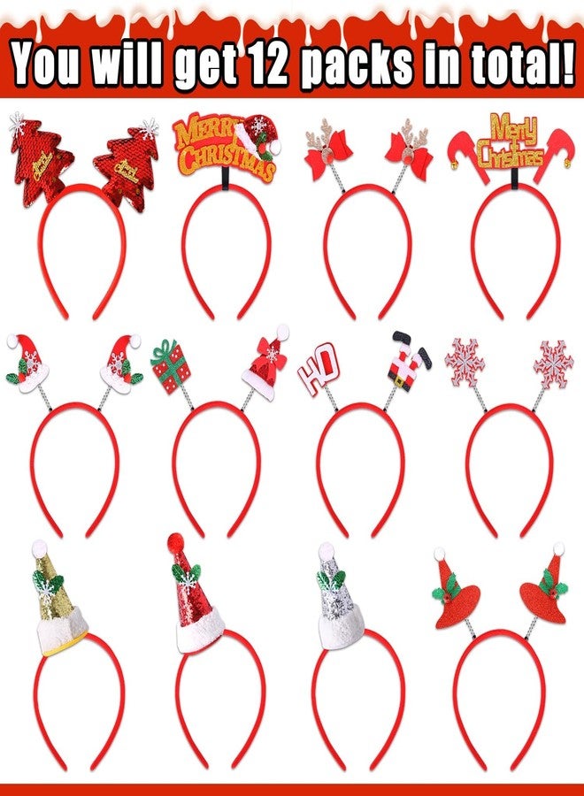 بارتي ويند عصابات رأس بارتي ويند لعيد الميلاد للأطفال والكبار، مستلزمات وهدايا زينة حفلات عيد الميلاد المضحكة، قبعات عيد الميلاد مع شجرة عيد الميلاد وقرون الوعل وندفة الثلج لإكسسوارات حفلات العطلات (12 نمطًا) - Image 2