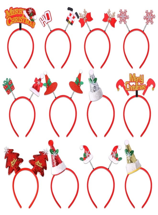 بارتي ويند عصابات رأس بارتي ويند لعيد الميلاد للأطفال والكبار، مستلزمات وهدايا زينة حفلات عيد الميلاد المضحكة، قبعات عيد الميلاد مع شجرة عيد الميلاد وقرون الوعل وندفة الثلج لإكسسوارات حفلات العطلات (12 نمطًا) - Image 1