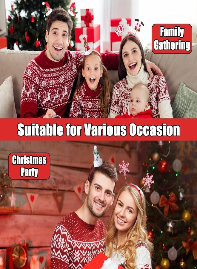بارتي ويند عصابات رأس بارتي ويند لعيد الميلاد للأطفال والكبار، مستلزمات وهدايا زينة حفلات عيد الميلاد المضحكة، قبعات عيد الميلاد مع شجرة عيد الميلاد وقرون الوعل وندفة الثلج لإكسسوارات حفلات العطلات (12 نمطًا) - Image 4