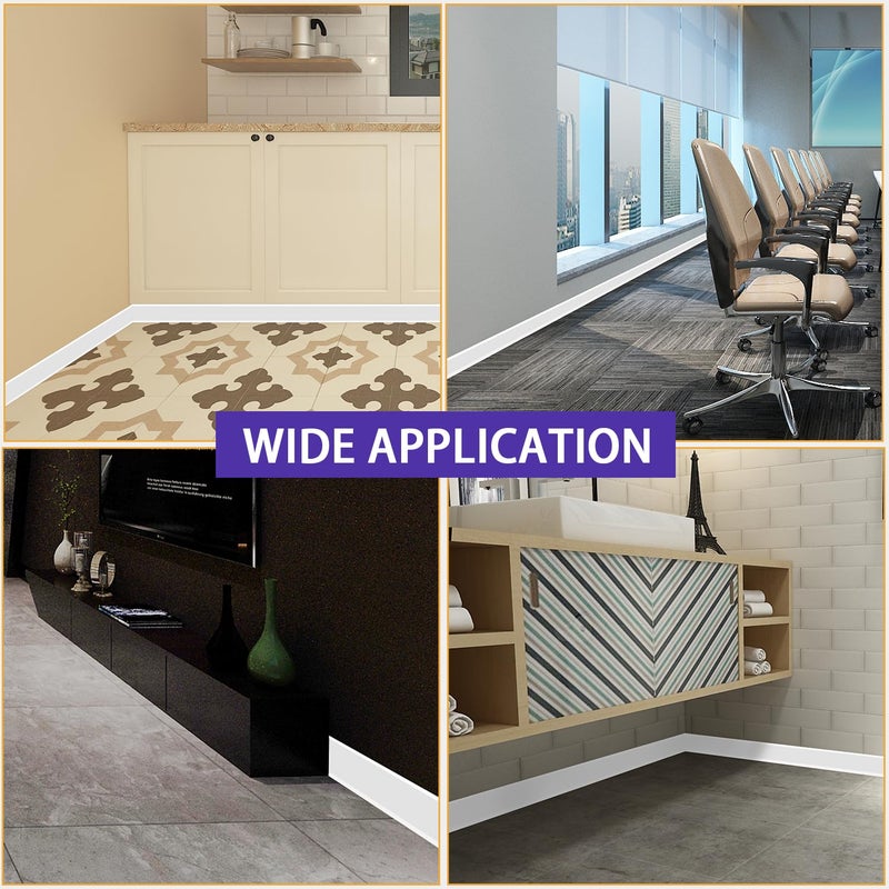 Tridotpul Vinyl Wall Base Baseboard Molding Trim 4" Flexible Self Adhesive Rubber Wall Base Moulding Trim Peel and Stick Design(20Ft, White) - Image 5