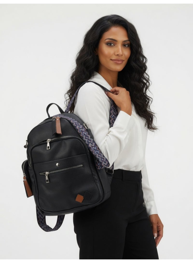 Stylish Multi-Pocket Backpack for Women-Black - Image 4