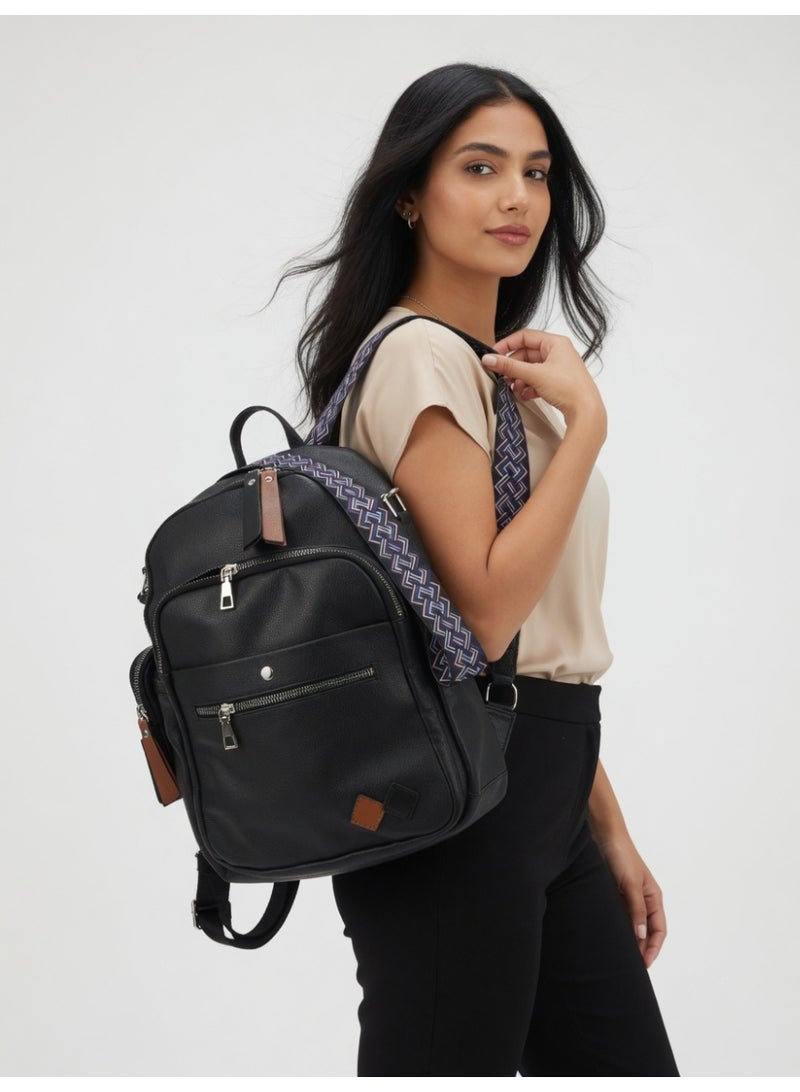 Stylish Multi-Pocket Backpack for Women-Black - Image 5