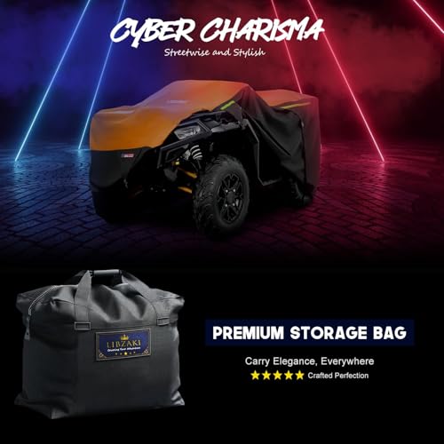 LI LIBZAKI 600D ATV Cover Waterproof Heavy Duty Trailerable 4 Wheeler Cover Quad Cover All Season Weather Proof Outdoor UV Protection for Polaris Kawasaki Yamaha Suzuki Can-Am Black/Orange-S - Image 5