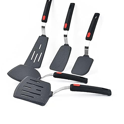 we3 Silicone Spatulas for Nonstick Cookware, 480F Heat Resistant Extra Large and Wide Flexible Spatulas Rubber Turners, Kitchen Cooking Utensils Set for Pancake ((Q) Pack of 1) - Image 4