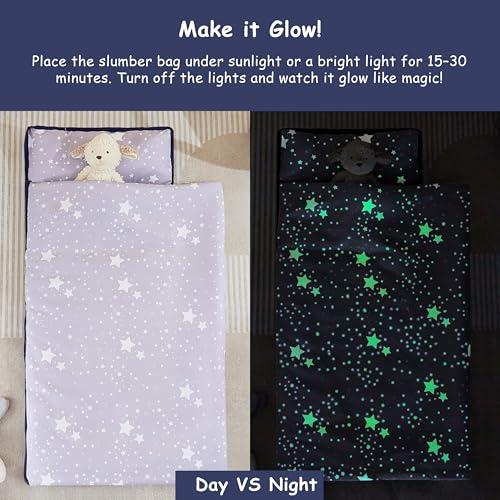 MORAIS Toddler Nap Mat with Removable Pillow and Blanket Glow in The Dark 52 x 20 Lightweight and Soft Nap Mat for Preschool Daycare Star - Image 5