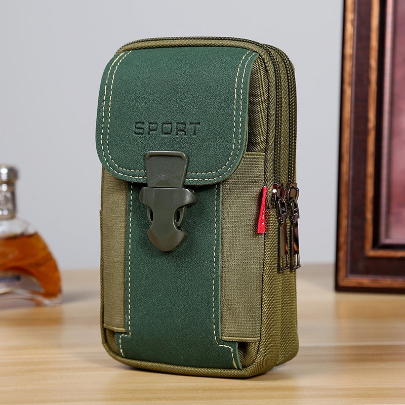 Hot selling fashion Oxford cloth mobile phone Bag Mens multi-functional mobile phone case wear belt mobile phone bag gift spot wholesale Vertical green