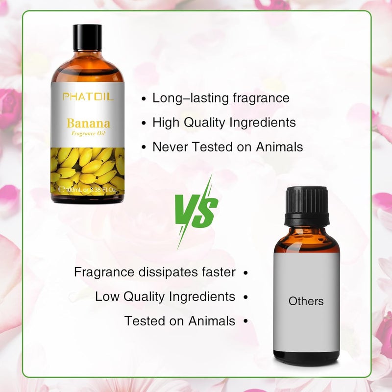 PHATOIL Banana Fragrance Oils for Aromatherapy, Fragrance Essential Oils for Diffusers for Home, Premium Quality Banana Fragrance Oil, Perfect for Diffuser, Relaxation, Yoga, Skin Care - 100ml - Image 4
