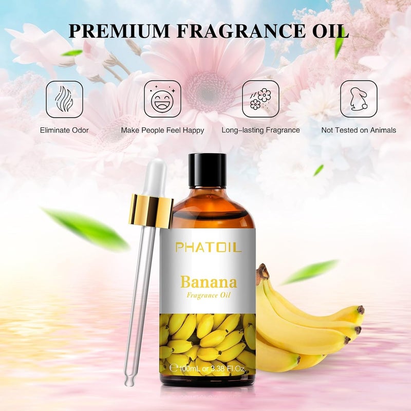 PHATOIL Banana Fragrance Oils for Aromatherapy, Fragrance Essential Oils for Diffusers for Home, Premium Quality Banana Fragrance Oil, Perfect for Diffuser, Relaxation, Yoga, Skin Care - 100ml - Image 3
