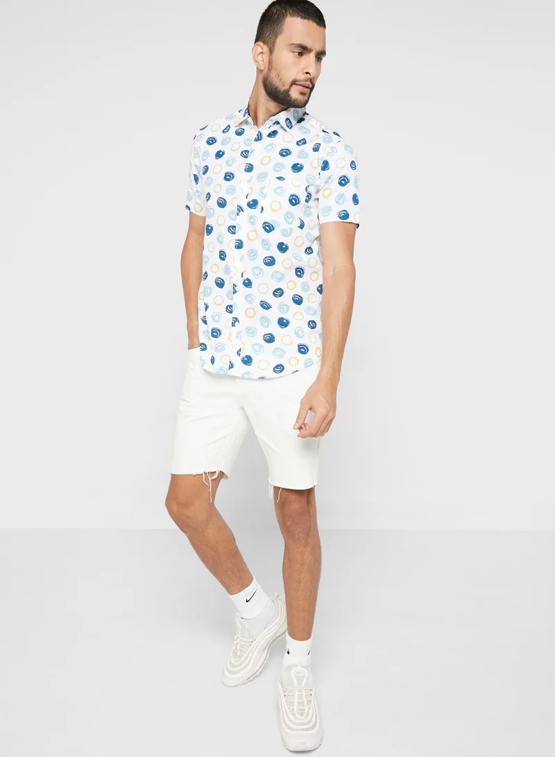 Seventy Five Circle Print Short Sleeve Shirt