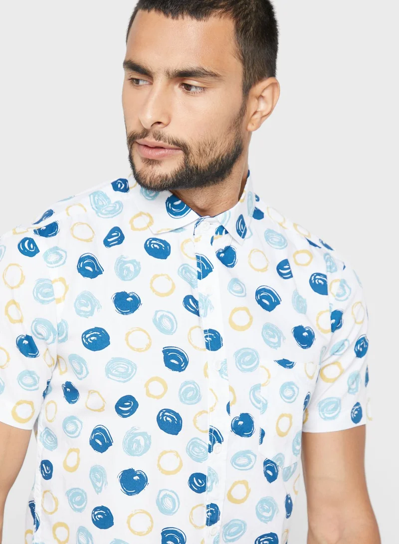 Seventy Five Circle Print Short Sleeve Shirt