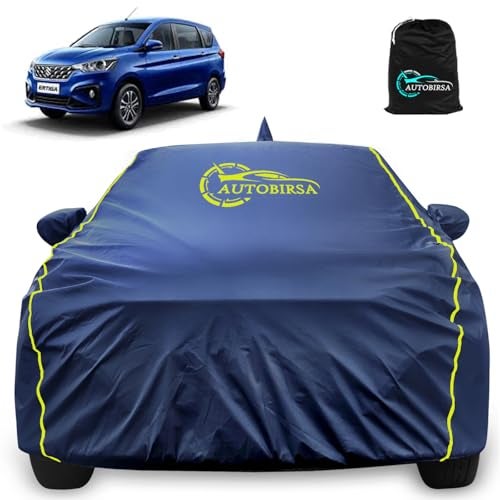 Autobirsa Waterproof Car Body Cover for Maruti Ertiga 100% All Weather Proof with Mirror & Antenna Packet & Full Bottom Elistic, Triple Stitching with 100% Nail Proof Cover Navy Blue - Image 1