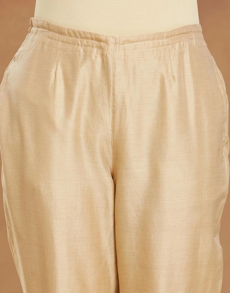 Fabindia Beige Cotton Silk Ethnic Pant