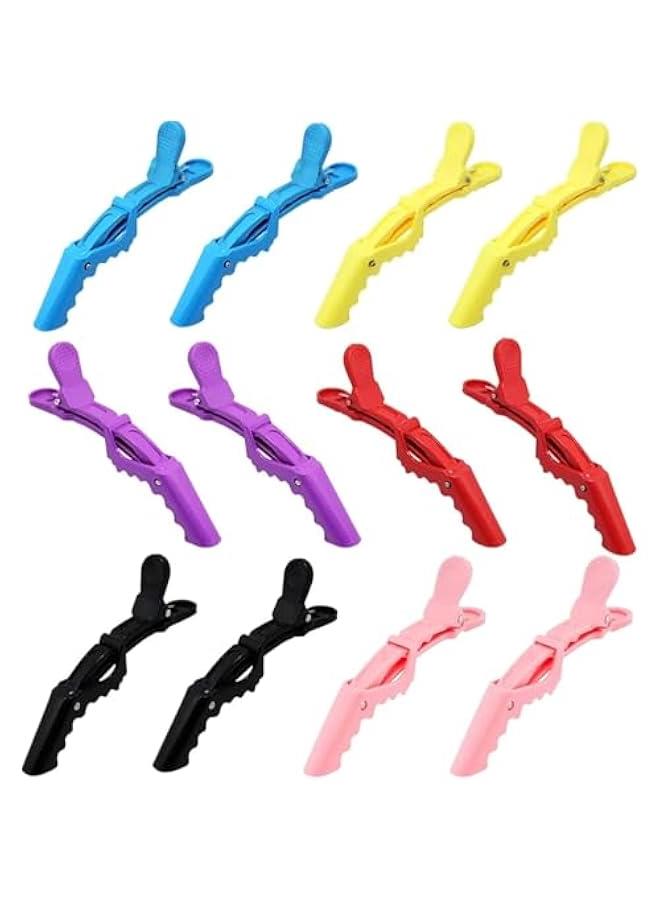 بيوينتي 12pcs التمساح مقاطع الشعر لتصميم القسم ، مباشرة غير انزلاق قبضة مقاطع المهنية البلاستيك صالون الشعر مقاطع الشعر الأسنان واسعة لتصميم الشعر (متعددة الألوان) - Image 1