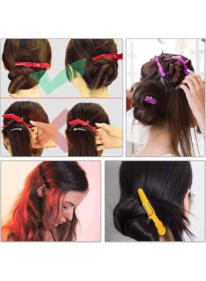 بيوينتي 12pcs التمساح مقاطع الشعر لتصميم القسم ، مباشرة غير انزلاق قبضة مقاطع المهنية البلاستيك صالون الشعر مقاطع الشعر الأسنان واسعة لتصميم الشعر (متعددة الألوان) - Image 2