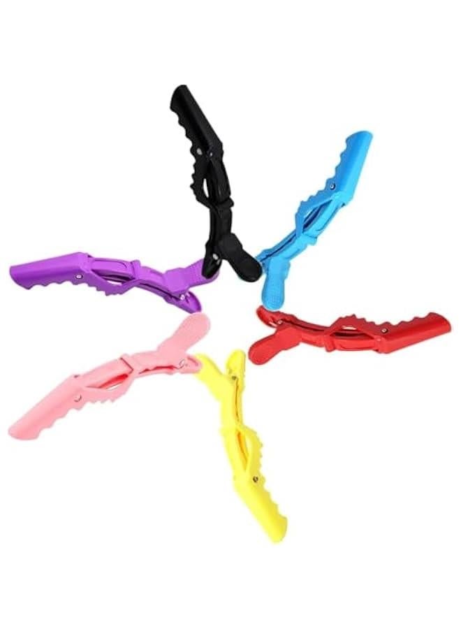 بيوينتي 12pcs التمساح مقاطع الشعر لتصميم القسم ، مباشرة غير انزلاق قبضة مقاطع المهنية البلاستيك صالون الشعر مقاطع الشعر الأسنان واسعة لتصميم الشعر (متعددة الألوان) - Image 3