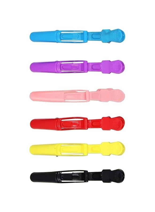 بيوينتي 12pcs التمساح مقاطع الشعر لتصميم القسم ، مباشرة غير انزلاق قبضة مقاطع المهنية البلاستيك صالون الشعر مقاطع الشعر الأسنان واسعة لتصميم الشعر (متعددة الألوان) - Image 4