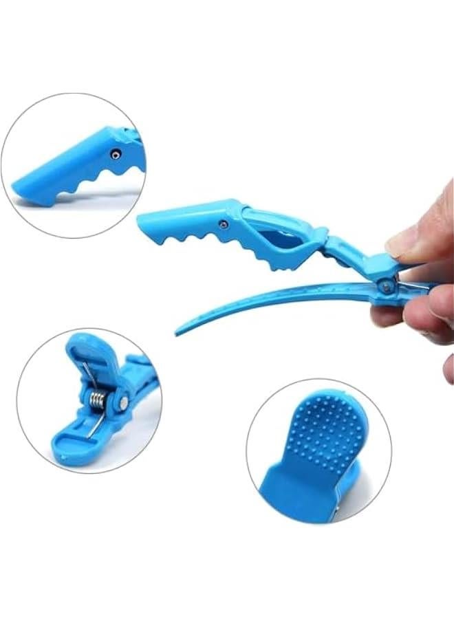 بيوينتي 12pcs التمساح مقاطع الشعر لتصميم القسم ، مباشرة غير انزلاق قبضة مقاطع المهنية البلاستيك صالون الشعر مقاطع الشعر الأسنان واسعة لتصميم الشعر (متعددة الألوان) - Image 5