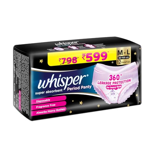 Whisper Super Absorbent Period Panty, 12 M-L Pants, 360 Degree Leakage Protection* for Heavy Flow, Panty like Fit, Full back Coverage, Absorbs Heavy Gushes, Silky Soft, Comfortable Feel - Image 3