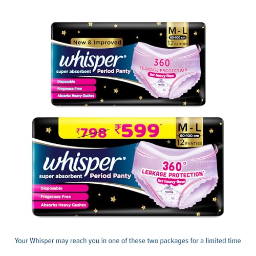 Whisper Super Absorbent Period Panty, 12 M-L Pants, 360 Degree Leakage Protection* for Heavy Flow, Panty like Fit, Full back Coverage, Absorbs Heavy Gushes, Silky Soft, Comfortable Feel - Image 2