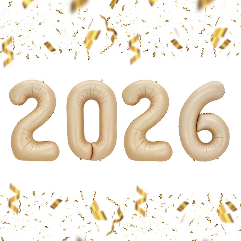 KALOR 32 Inch 2026 Caramel Foil Number Balloons 2026 New Years Decorations for 2026 Happy New Year Eve and Graduations Party Supplies - Image 2