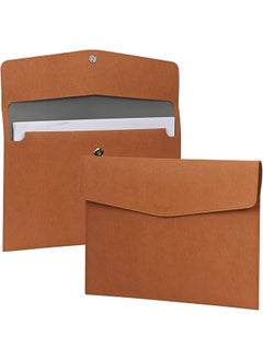 X spring Pu Leather A4 File Folders Waterproof Portfolio Binder With Magnetic Snap Closure A4 Filing Envelope Portfolio Case Thin Travel File Storage Folder For Home School Office Brown  - Image 1