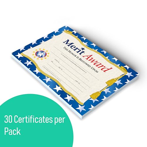 Hayes Merit Award Certificates, Achievement Recognition for Students, Employees & Teams, Customizable Awards, Full-Color Glossy Finish, 8.5" x 11" - 30 Pack - Image 2