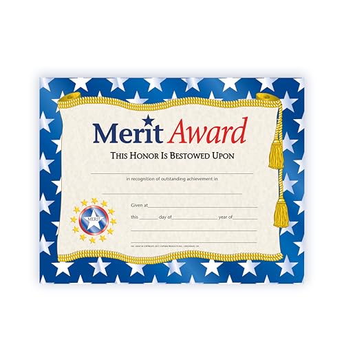 Hayes Merit Award Certificates, Achievement Recognition for Students, Employees & Teams, Customizable Awards, Full-Color Glossy Finish, 8.5" x 11" - 30 Pack - Image 1