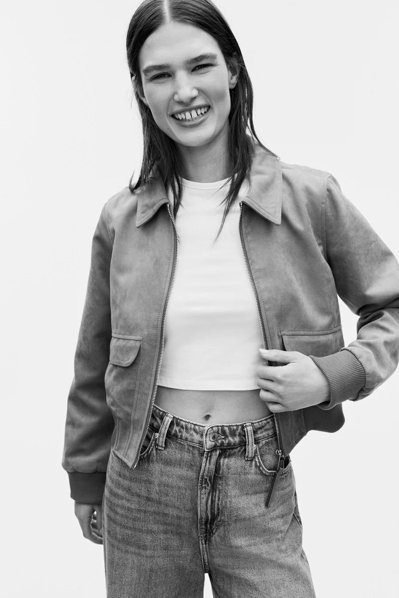 اتش اند ام جاكيت بومبر بياقة