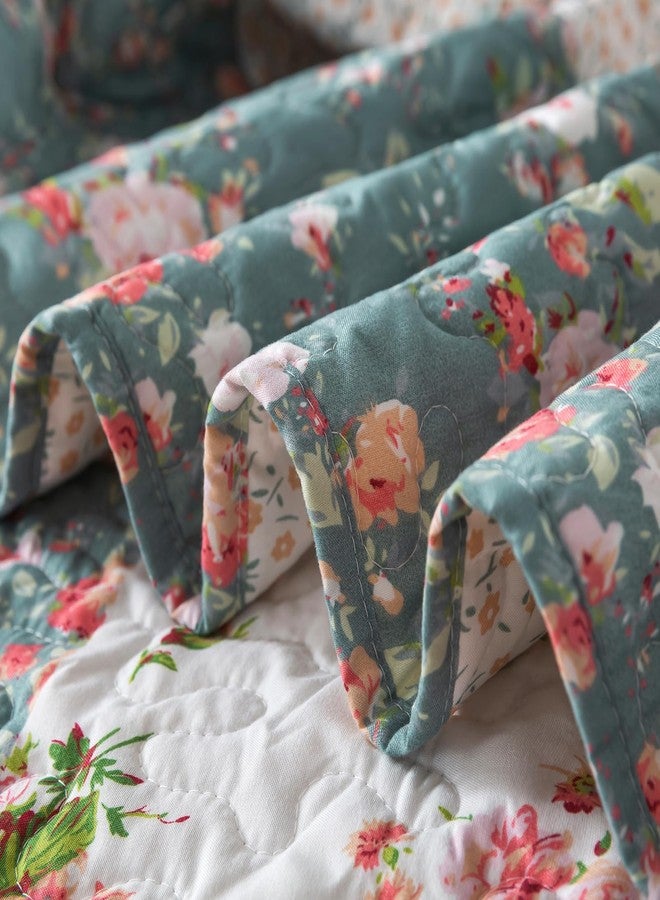 BEDIFANY French Style Queen Size Quilt Set for Farmhouse - 3 Pieces Cotton Filling Garden Lightweight Bedspreads Queen with Floral Pattern - All Season Quilt Bedding Sets for Decorations - Image 5