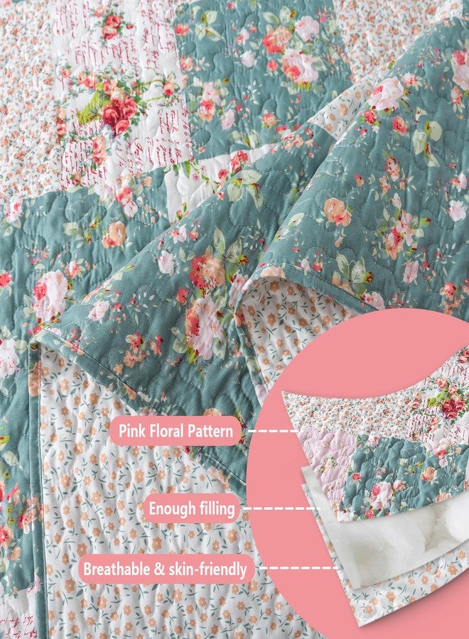 BEDIFANY French Style Queen Size Quilt Set for Farmhouse - 3 Pieces Cotton Filling Garden Lightweight Bedspreads Queen with Floral Pattern - All Season Quilt Bedding Sets for Decorations - Image 4