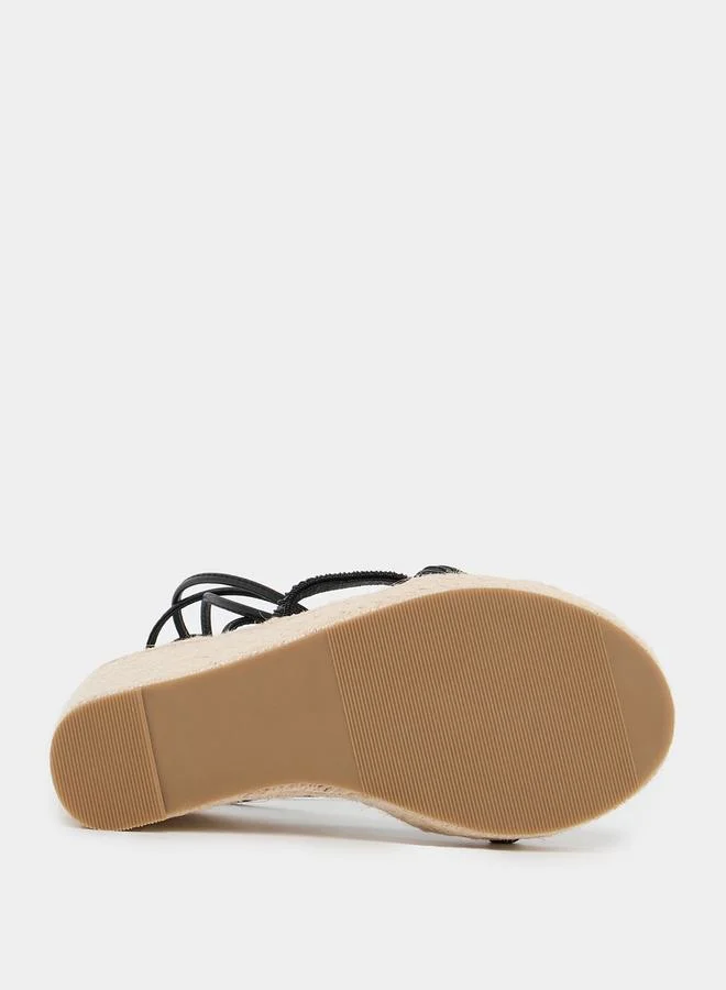 Styli Strappy Tie-Up Wedge Sandals