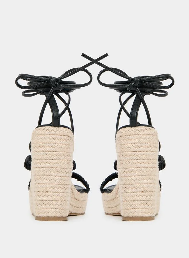 Styli Strappy Tie-Up Wedge Sandals