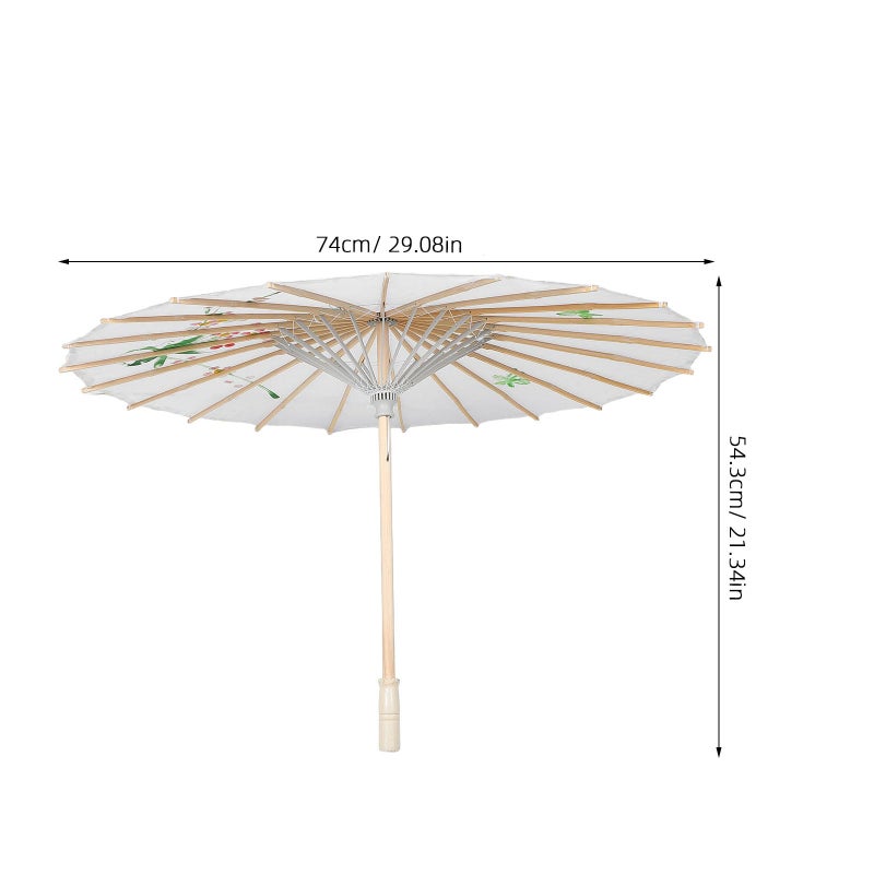 Vintage Silk Nylon Bridal Umbrella For Women Photography Prop 76cm White - Image 3