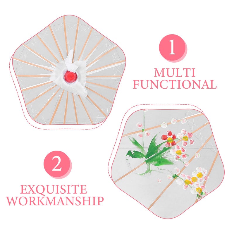 Vintage Silk Nylon Bridal Umbrella For Women Photography Prop 76cm White - Image 4