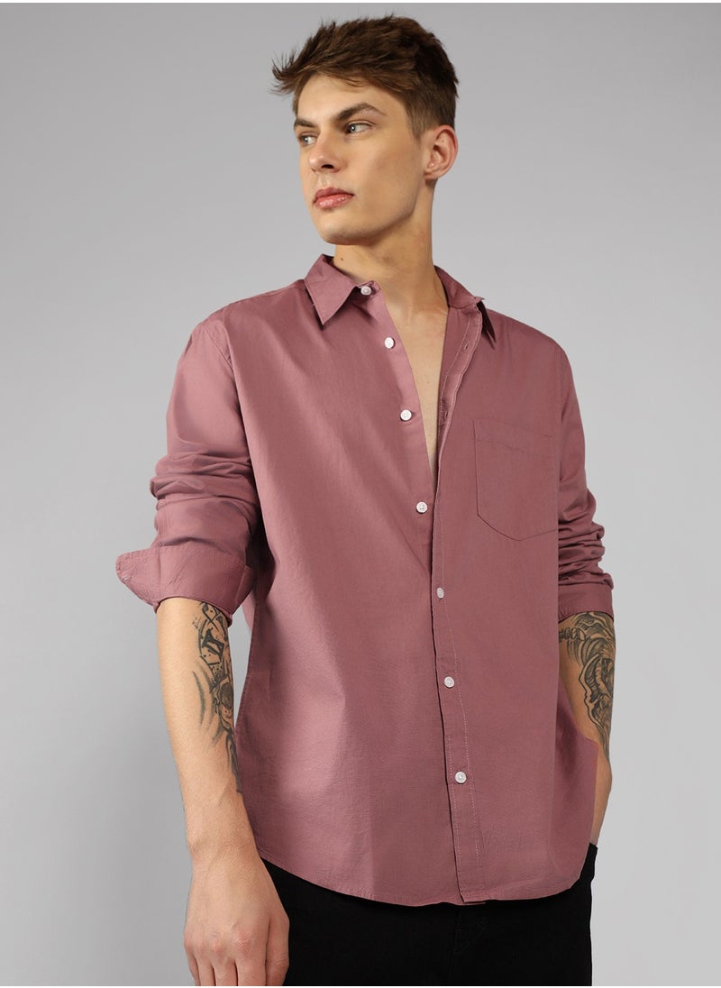 Slim Fit Pink Men's Casual Shirt, Spread Collar, Full Sleeves, 100% Cotton - pzsku/Z8078B5B2AAA4C2FD7D0BZ/45/_/1724258789/1e4f59b4-3f4f-4bcd-bb47-451298746b62