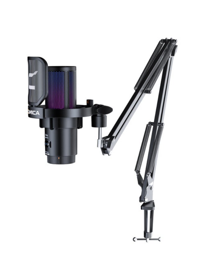 Comica Audio EJoy Uni Pro A RGB Cardioid Condenser Wireless/USB-C Microphone with Boom Arm (Black) - Image 3