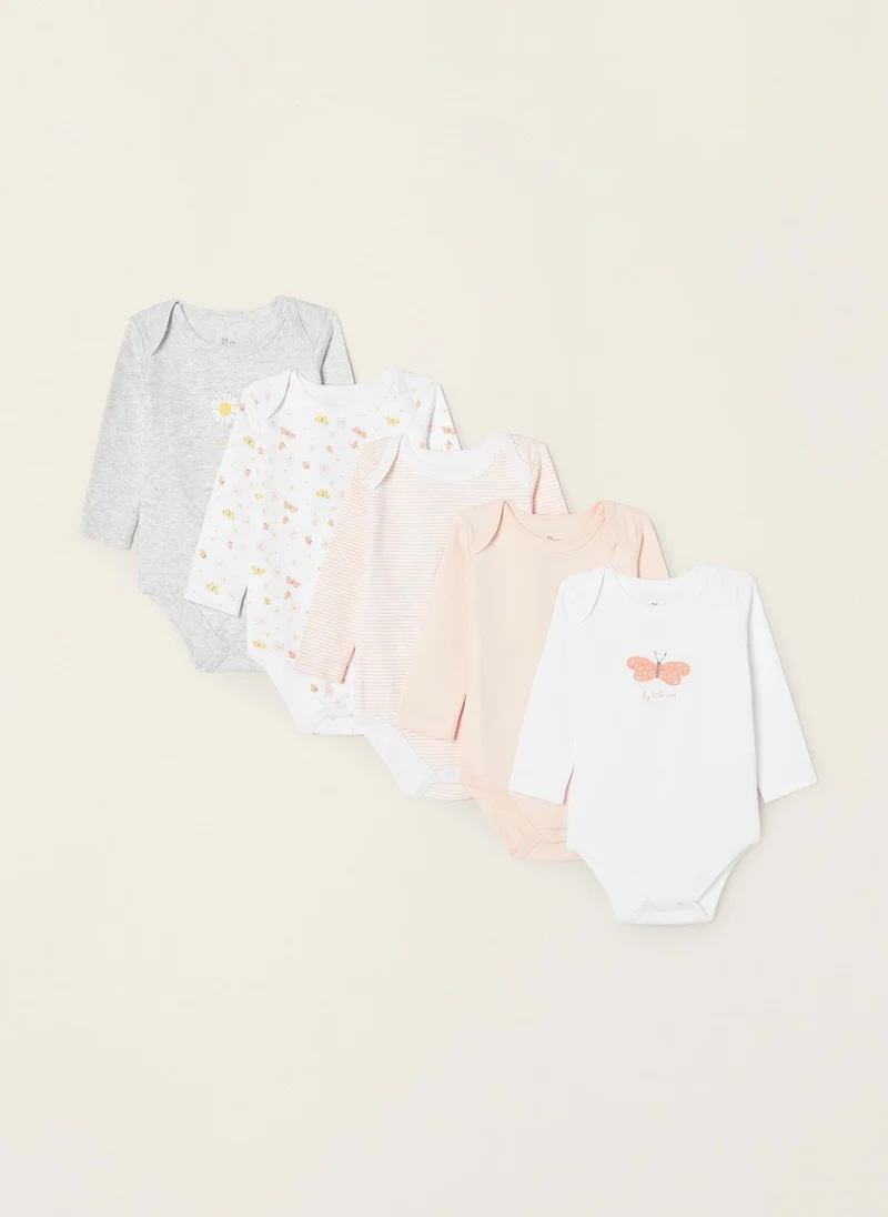 زيبي Zippy 5-Pack Cotton Bodysuits For Newborn Baby Girls