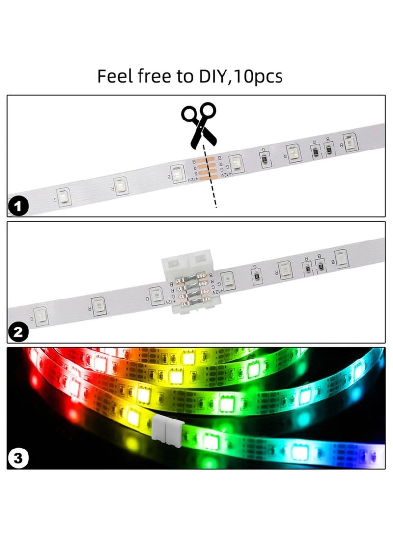 SOLDOUT - 10 PCS Solderless Snap Down 4PIN Conductor LED Strip Connector for 4 PIN 10mm Wide Quick Splitter Connection (Pack of 10) - Image 1