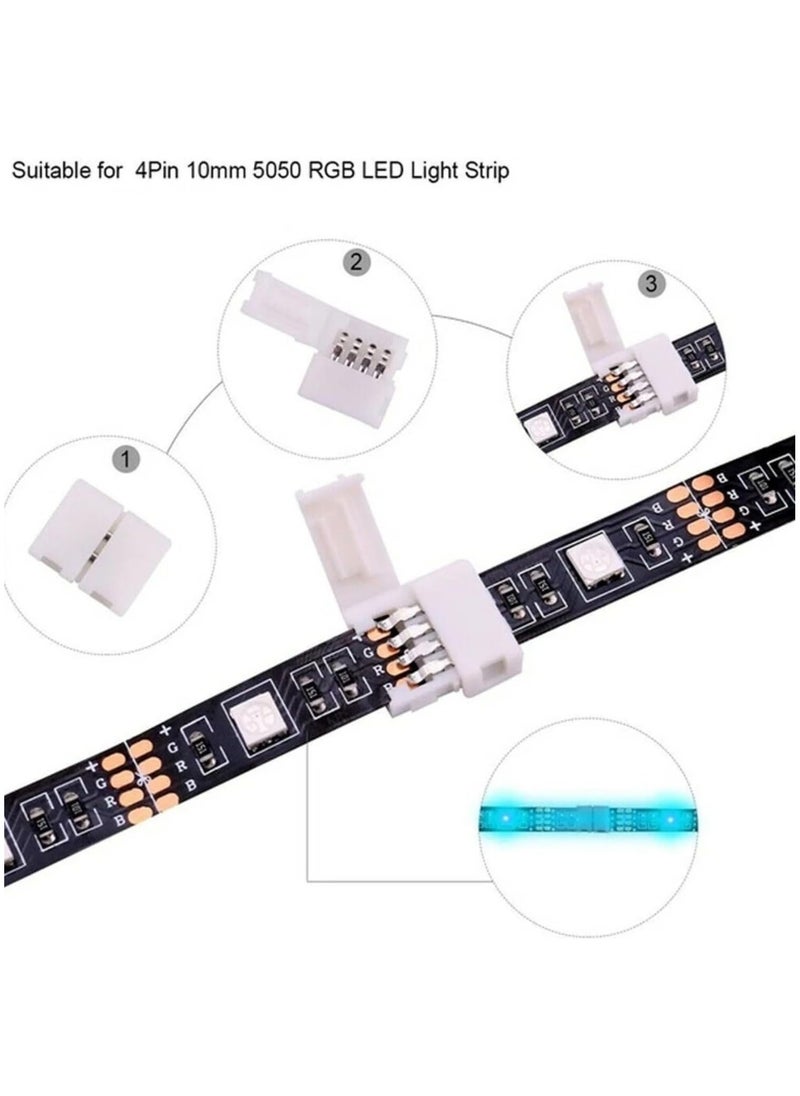 SOLDOUT - 10 PCS Solderless Snap Down 4PIN Conductor LED Strip Connector for 4 PIN 10mm Wide Quick Splitter Connection (Pack of 10) - Image 1