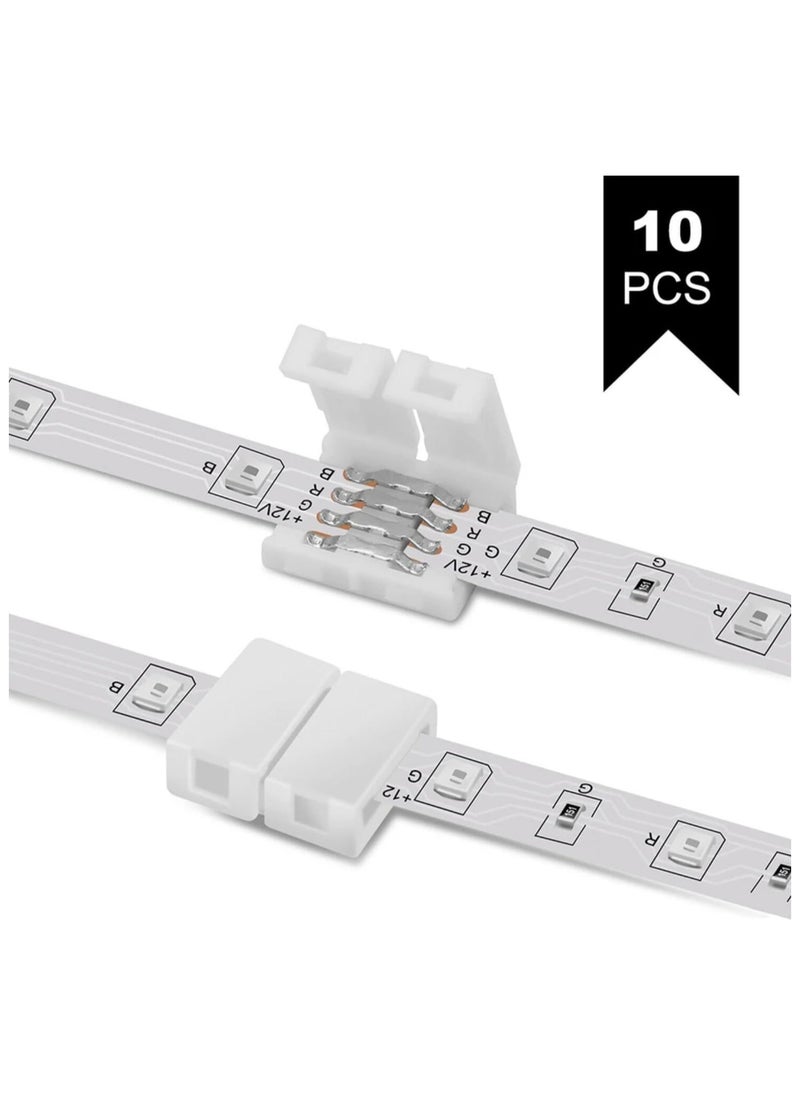 SOLDOUT - 10 PCS Solderless Snap Down 4PIN Conductor LED Strip Connector for 4 PIN 10mm Wide Quick Splitter Connection (Pack of 10) - Image 1